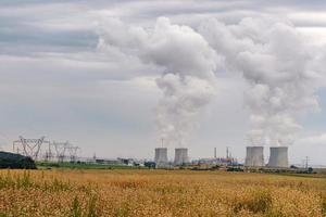 Cooling towers of a nuclear power plant. Nuclear power station Dukovany. Vysocina region, Czech republic, Europe. photo