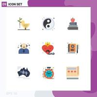 Universal Icon Symbols Group of 9 Modern Flat Colors of father accessories apple education school Editable Vector Design Elements