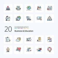 20 Business And Education Line Filled Color icon Pack like solution gift innovation computer office vector