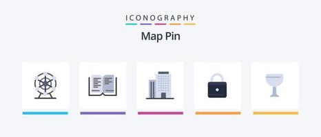 Map Pin Flat 5 Icon Pack Including . house. beer. glass. Creative Icons Design vector