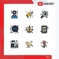 Set of 9 Modern UI Icons Symbols Signs for global discussion presentation communication exchange Editable Vector Design Elements