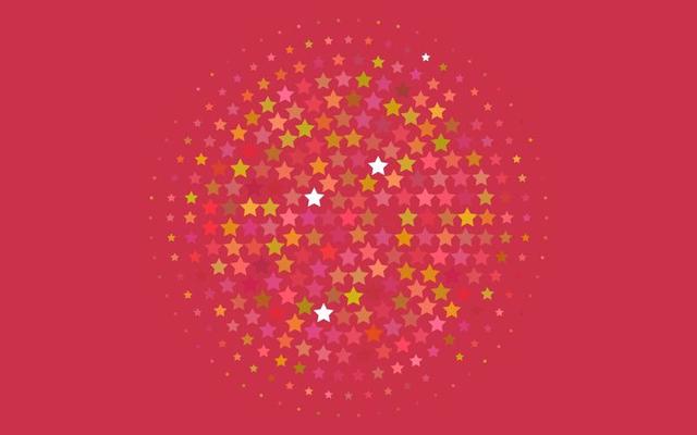 Light Red, Yellow vector cover with small and big stars.