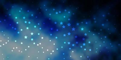 Dark BLUE vector background with small and big stars.