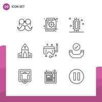 Group of 9 Modern Outlines Set for easter church failure study learn Editable Vector Design Elements