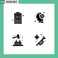 Universal Icon Symbols Group of 4 Modern Solid Glyphs of document whack a mole prescription human play Editable Vector Design Elements