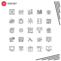 Editable Vector Line Pack of 25 Simple Lines of bag shopping kid basket salary Editable Vector Design Elements