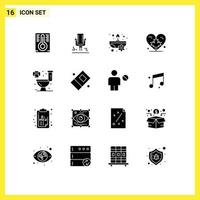 Set of 16 Commercial Solid Glyphs pack for toilet home spa leaf autumn Editable Vector Design Elements