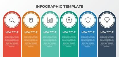 infographic list template element with 6 points and icons, use for describing or showing workflow, task, timeline, process, information on slide presentation, poster, brochure, banner, etc. vector