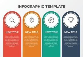 infographic list template element with 4 points and icons, use for describing or showing workflow, task, timeline, process, information on slide presentation, poster, brochure, banner, etc. vector