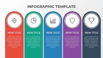 elemento de plantilla de lista infográfica con 5 puntos e iconos, utilizado para describir o mostrar el flujo de trabajo, la tarea, la línea de tiempo, el proceso, la información sobre la presentación de diapositivas, el afiche, el folleto, el banner, etc. vector