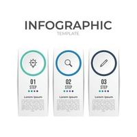 Infographic Element Template with 3 Steps and icons, vector illustration, data visualization, Can use for workflow, timeline, banner, brochure, presentation slide, etc.