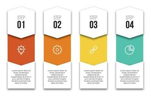 4 points or steps layout design with icons for infographic, brochure, presentation, workflow, banner, process, etc. vector illustration.