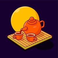 This vector illustration of a teapot and cup is perfect for any project related to tea, coffee, or hospitality