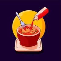 este diseño de menú de albóndigas de vector es imprescindible para cualquier restaurante de estilo indonesio. el arte vectorial es completamente editable