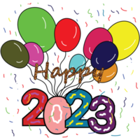 happy 2023 new year -balloons png
