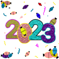 2023 new year - colorful glitters png