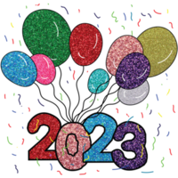 Ballons du nouvel an 2023 - dorés png