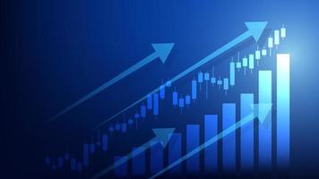 economy and finance background concept. stock market candlesticks with bar chart and uptrend arrow vector