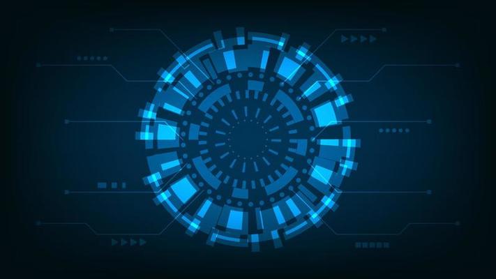 Abstract futuristic technology background. hi tech circle on dark blue screen