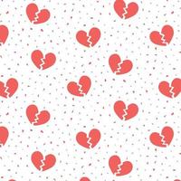 Hand drawn vector illustration of red broken heart pattern.