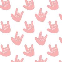 Vector illustration of hand love sign pattern in cartoon style.