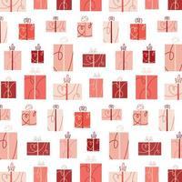 Vector illustration of gift boxes pattern. Present background for Valentines day.