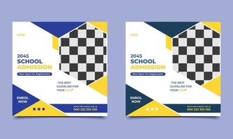 Kids school education admission social media post template. Back to school admission social media square banner template design vector