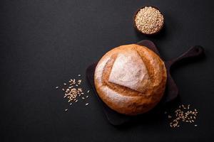 Beautiful delicious freshly baked round shaped white bread photo