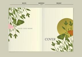 set of book cover designs with hand drawn floral decorations. elegant and simple foliage background. size A4 For notebooks, planners, brochures, books, catalogs vector
