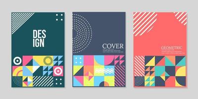 Bauhaus geometric pattern cover, abstract vector background. Cool minimal modern or retro art design and trendy Bauhaus pattern backgrounds, posters brochures covers