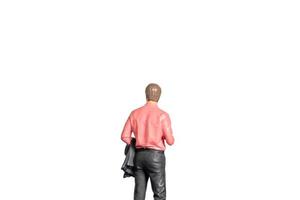 Miniature Businessman on white background And space for text photo