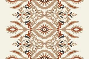 Ikat floral paisley embroidery on white background.geometric ethnic oriental pattern traditional.Aztec style abstract vector illustration.design for texture,fabric,clothing,wrapping,decoration,scarf.