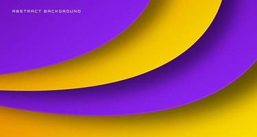 Capa de superposición de fondo abstracto geométrico amarillo púrpura 3d en un espacio brillante con decoración de ondas. concepto de estilo ondulado de elemento de diseño gráfico para banner, volante, tarjeta, portada de folleto o página de destino vector