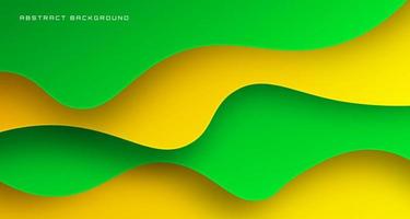 Capa de superposición de fondo abstracto geométrico amarillo verde 3d en un espacio brillante con decoración de ondas. concepto de estilo ondulado de elemento de diseño gráfico para banner, volante, tarjeta, portada de folleto o página de inicio vector