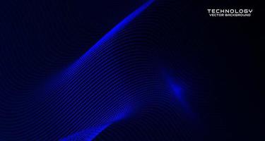 Blue techno abstract background on dark space with waving particle style effect. Graphic design element with 3d moving dots flow concept for banner, flyer, card, brochure cover, or landing page vector