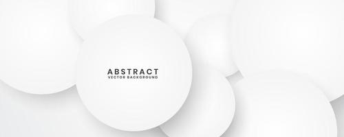 3D white geometric abstract background overlap layer on bright space with circle shapes decoration. Minimalist graphic design element future style concept for banner, flyer, card, cover, or brochure vector