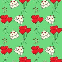Seamless pattern with balloons, envelopes with hearts. Seamless vector pattern in doodle style. Template for fabric, textiles, wrapping paper, wallpaper and other decorations.
