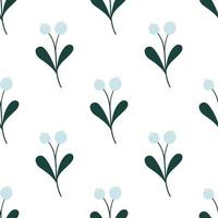 Beautiful botanical floral seamless pattern with mistletoe. Winter festival background. vector