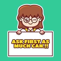 Cute and funny girl sticker illustration vector