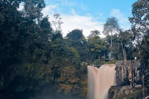 la vista de una famosa cascada en bali es muy hermosa, el nombre de la cascada es cascada tegenungan, que se encuentra en gianyar bali foto