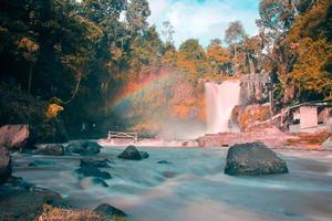 The view of a famous waterfall in Bali is very beautiful, the name of the waterfall is Tegenungan Waterfall, which is located in Gianyar Bali photo