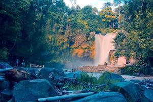 The view of a famous waterfall in Bali is very beautiful, the name of the waterfall is Tegenungan Waterfall, which is located in Gianyar Bali photo