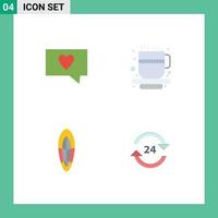 Modern Set of 4 Flat Icons and symbols such as like surfing coffee cup recreation hotel Editable Vector Design Elements