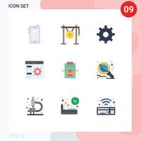 Universal Icon Symbols Group of 9 Modern Flat Colors of management develop music coding setting Editable Vector Design Elements