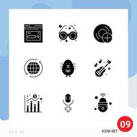 User Interface Pack of 9 Basic Solid Glyphs of internet global glass gadget devices Editable Vector Design Elements