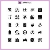 Pack of 25 Modern Solid Glyphs Signs and Symbols for Web Print Media such as browser tetris best play competition Editable Vector Design Elements