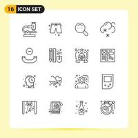 Outline Pack of 16 Universal Symbols of drawing handset magnifier call snow Editable Vector Design Elements