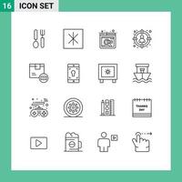 User Interface Pack of 16 Basic Outlines of code target online select head Editable Vector Design Elements