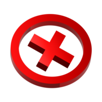 3D Cross Mark Symbol on Transparent Background png