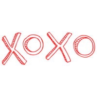 lettrage xoxo dessiné à la main sur fond transparent png